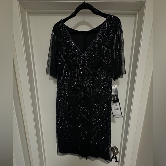 Women's Beaded V Neck Short Dress - Picture 4 of 7